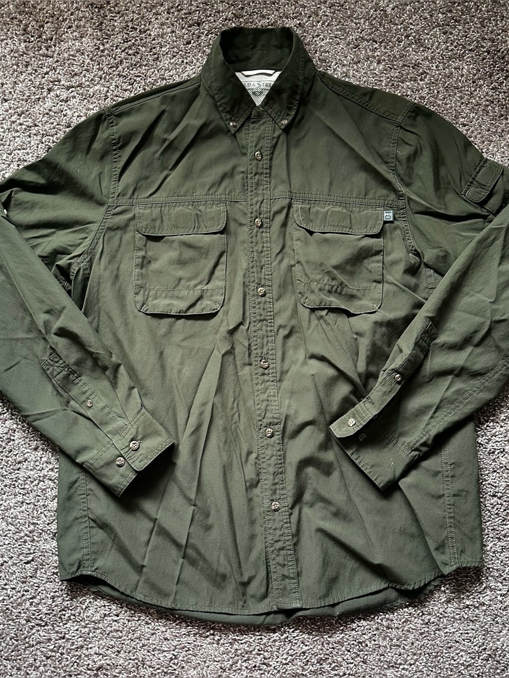 Field & Stream Olive Utility Fishing Shirt Approx XL